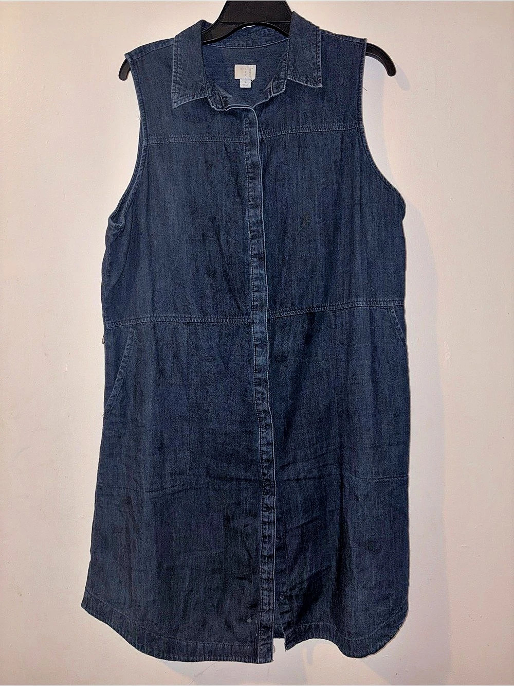 A New Day Denim Mini Shirt Dress Blue Large